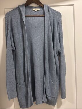 Light Blue Hooded Knit Cardigan